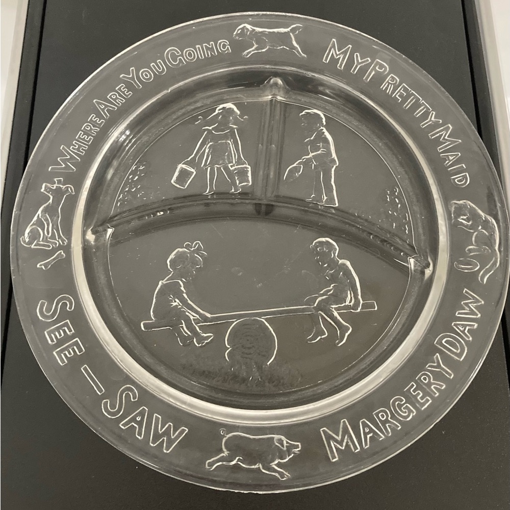 Vintage Clear Glass Nursery Rhyme Plate